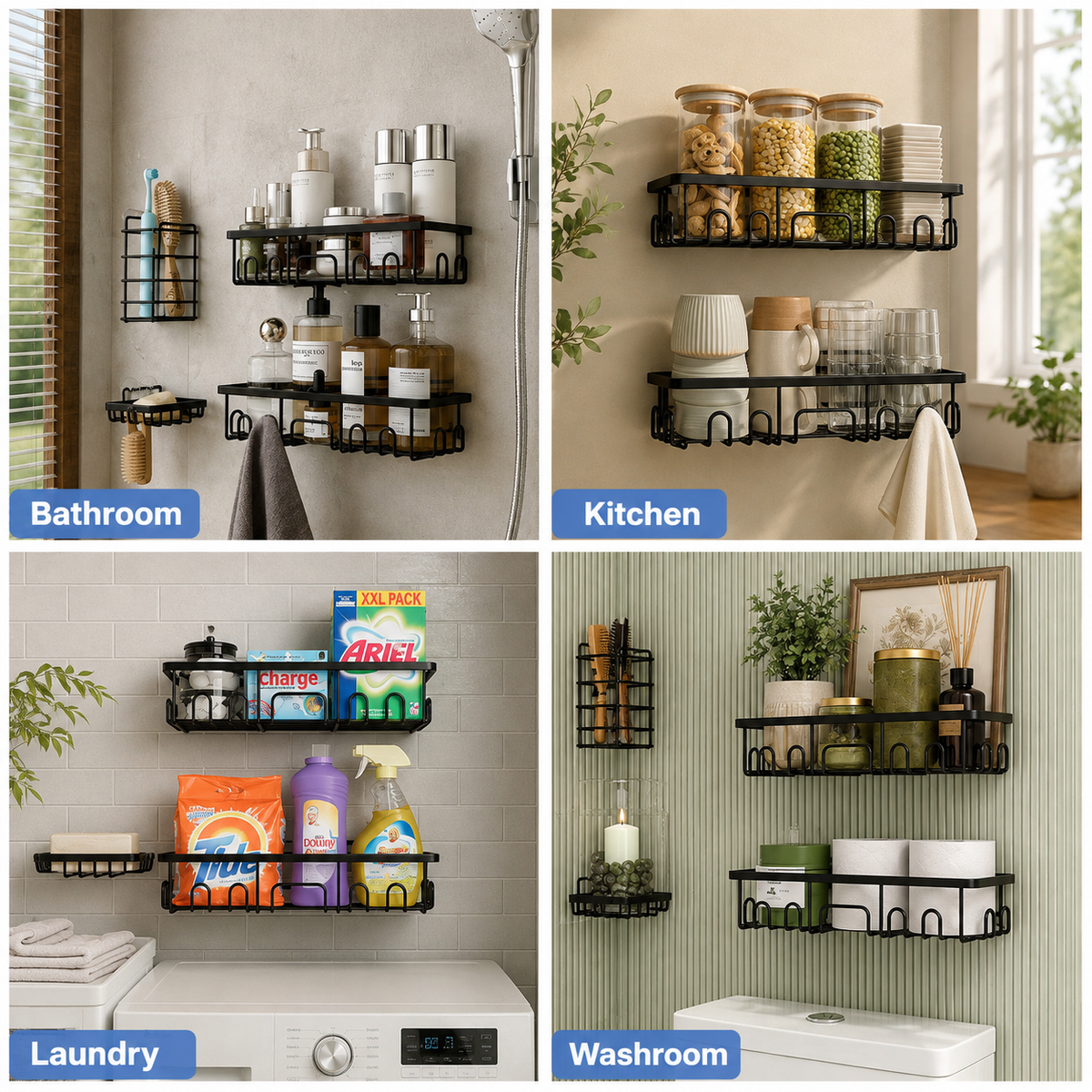 6-Piece Adhesive Shower Caddy Set