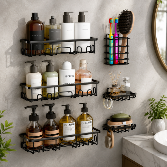 6-Piece Adhesive Shower Caddy Set